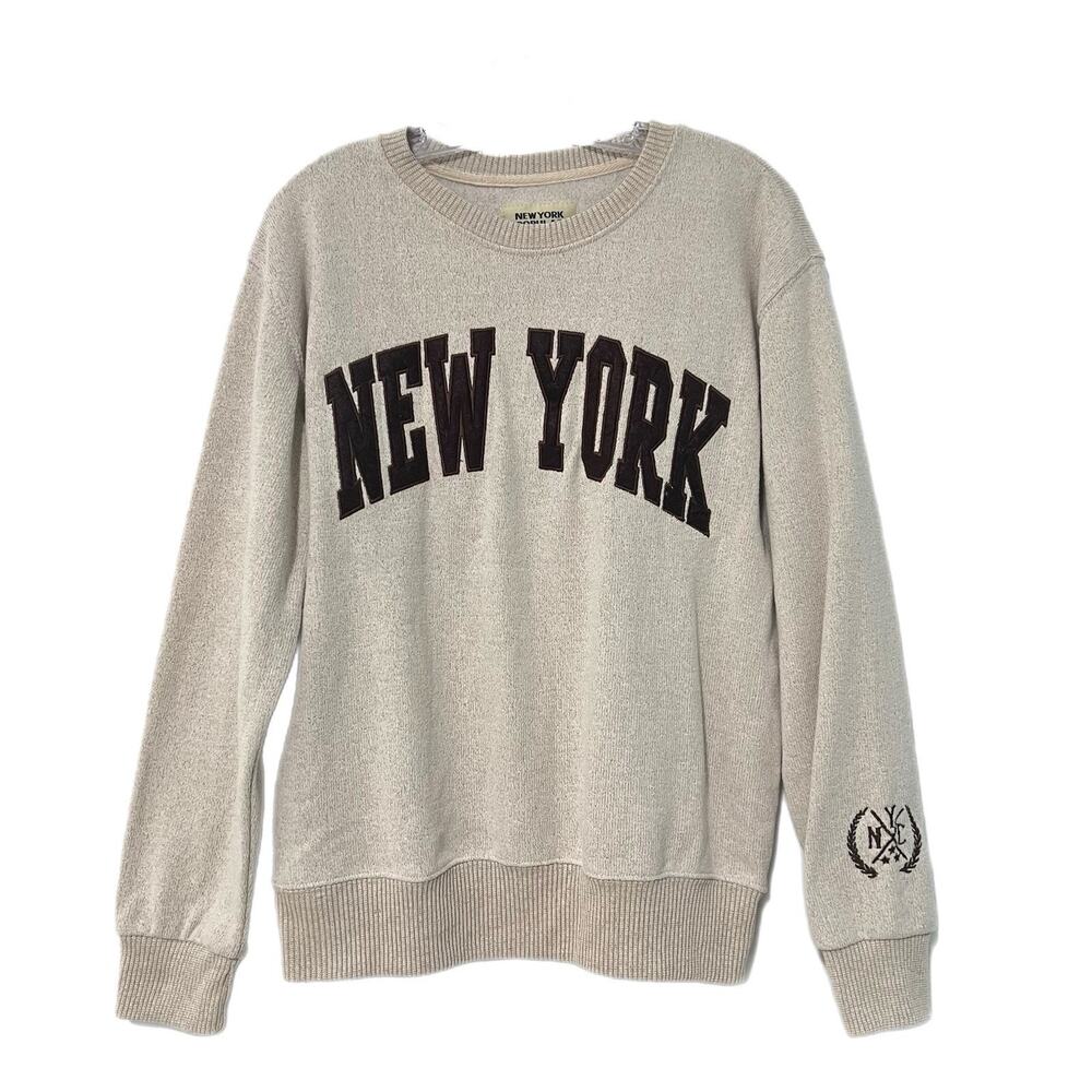 New York Popular Heather Cream Maroon Crewneck Sweatshirt Women’s Medium NewYork